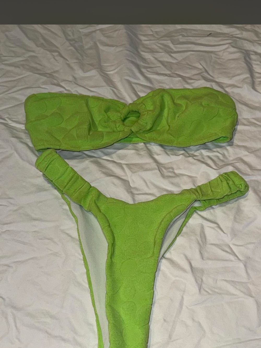 Green Textured Bandeau Bikini Set - Women's Swimwear